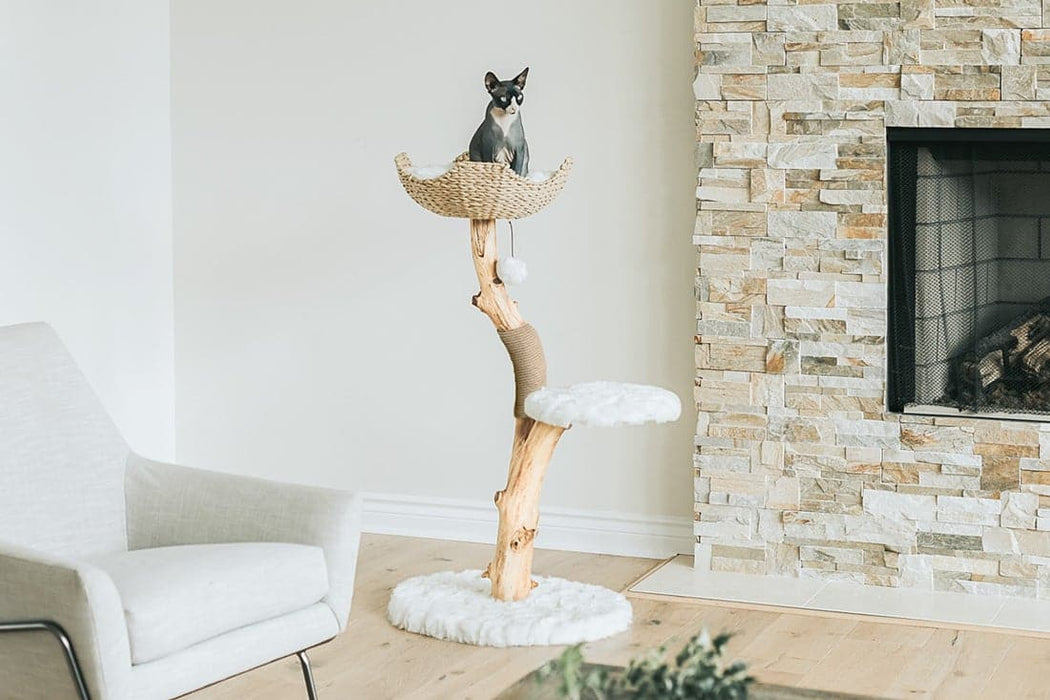 116cm Wooden Cat Tree (Woven Basket) - 04