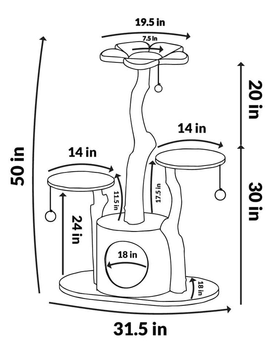 127cm Plush Wooden Cat Tree 05