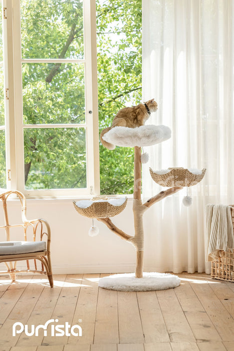 130cm Purrista Natural Wood Basket Cat Tree