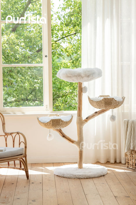 130cm Purrista Natural Wood Basket Cat Tree