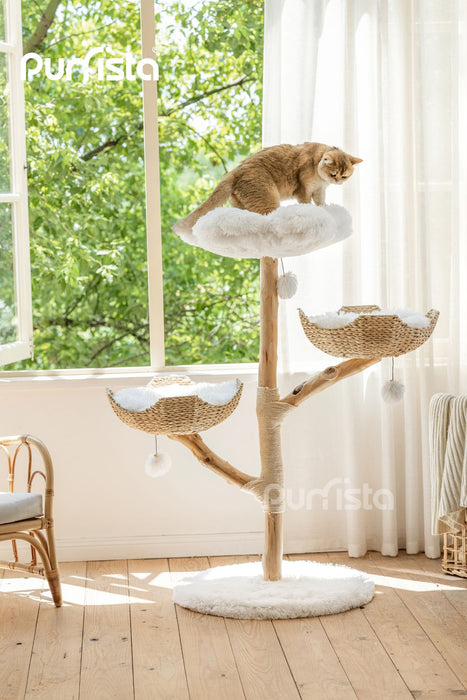 130cm Purrista Natural Wood Basket Cat Tree