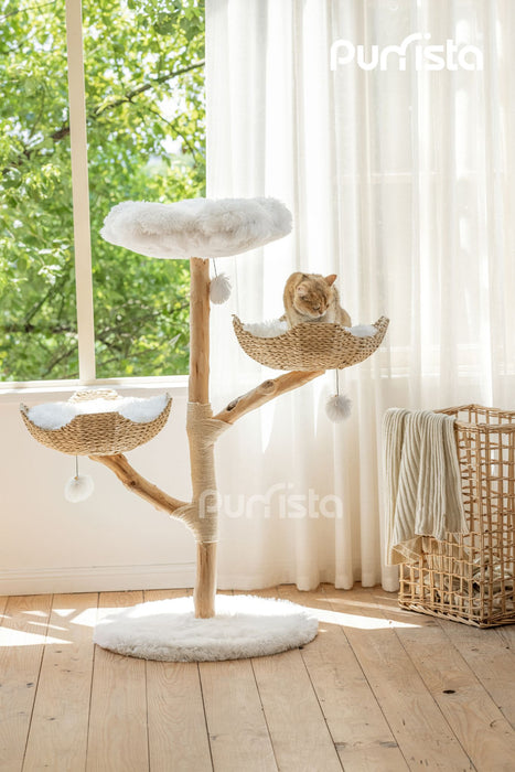 130cm Purrista Natural Wood Basket Cat Tree