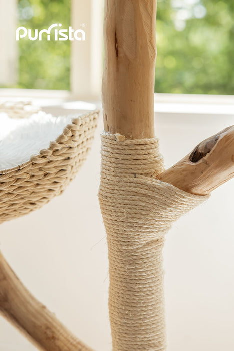 130cm Purrista Natural Wood Basket Cat Tree