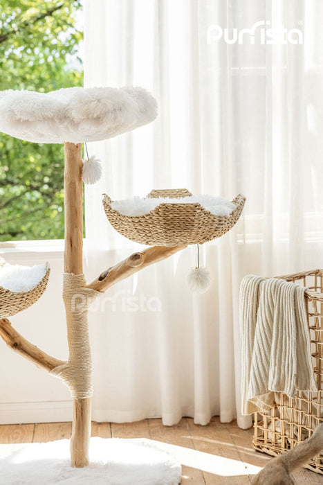 130cm Purrista Natural Wood Basket Cat Tree