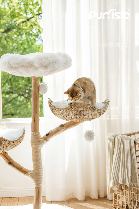 130cm Purrista Natural Wood Basket Cat Tree