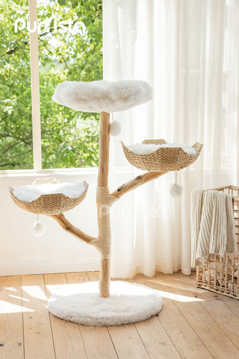 130cm Purrista Natural Wood Basket Cat Tree