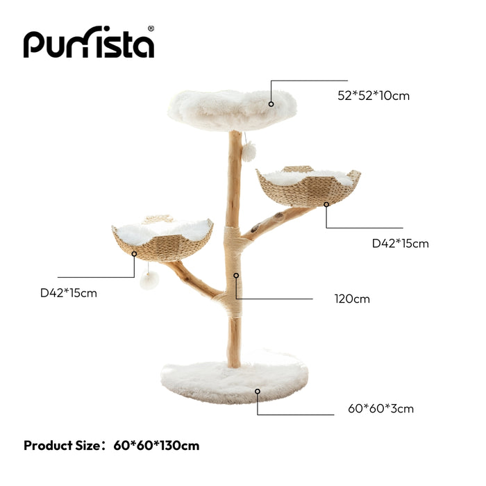 130cm Purrista Natural Wood Basket Cat Tree