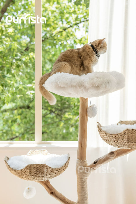 130cm Purrista Natural Wood Basket Cat Tree