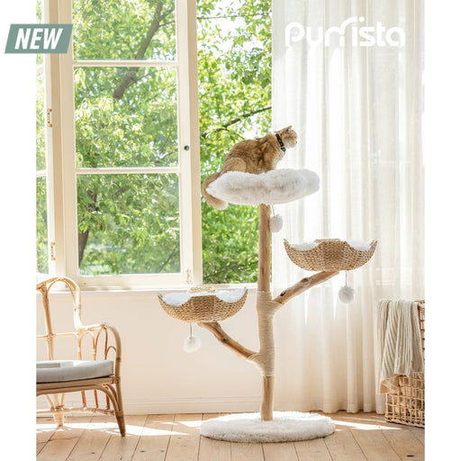 130cm Purrista Natural Wood Basket Cat Tree