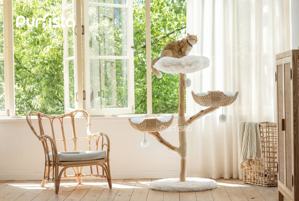 130cm Purrista Natural Wood Basket Cat Tree