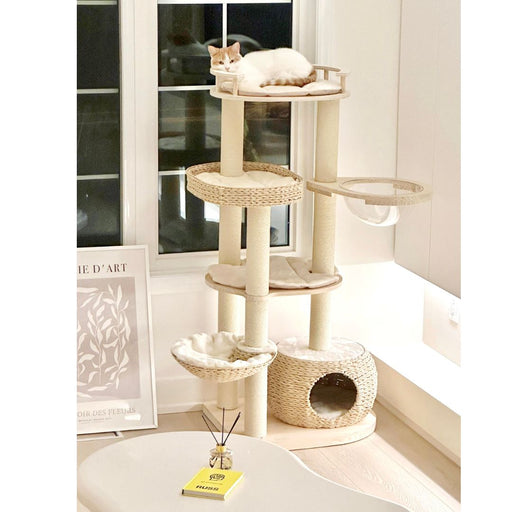 141cm SturdyPine Stylish Wood Cat Tree