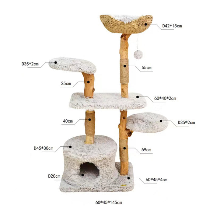 145CM Bamboo Cat Tree 02 - My Rainbow Pets 