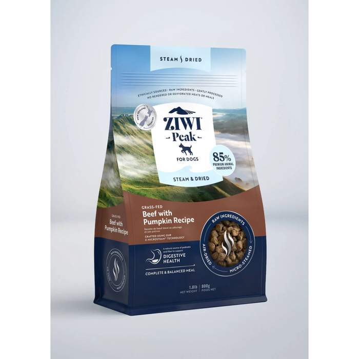 ZIWI PEAK Dog Food Steam & Dried Beef with Pumpkin Recipe