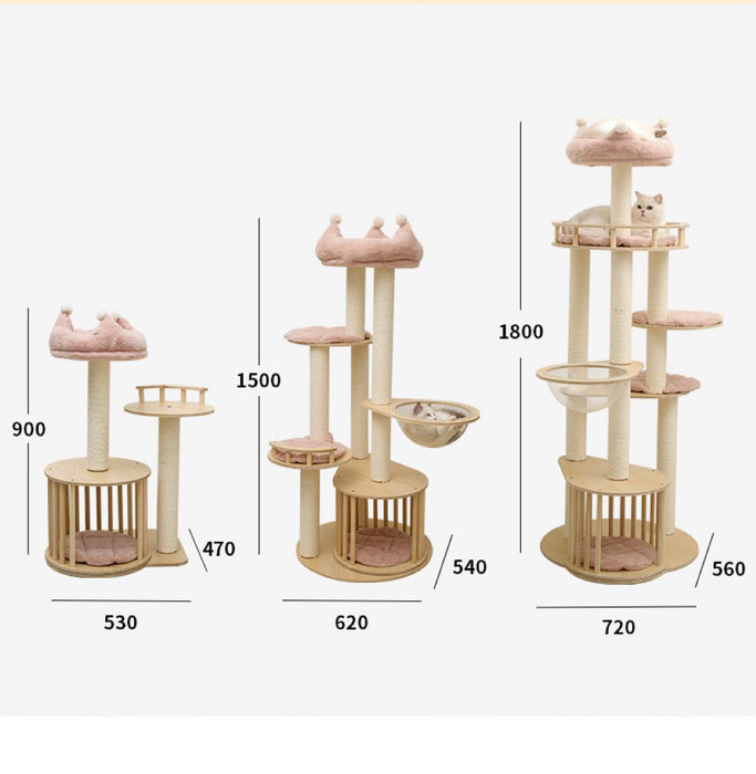 180cm Pink Crown Wooden Cat Tree 02