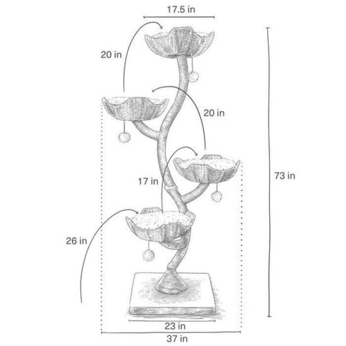 186cm extra high basket wooden cat tree 01