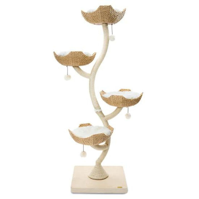 186cm extra high basket wooden cat tree 05