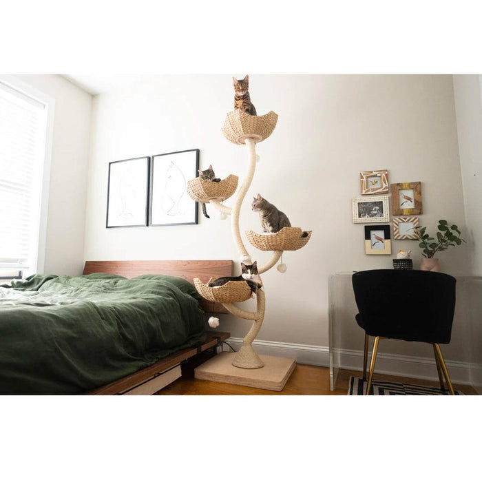 186cm extra high basket wooden cat tree 06