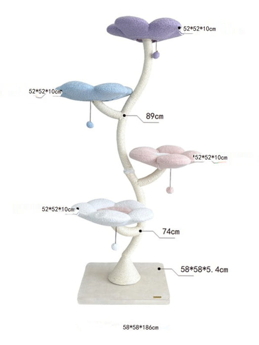 186cm floral design extra high cat tree 01