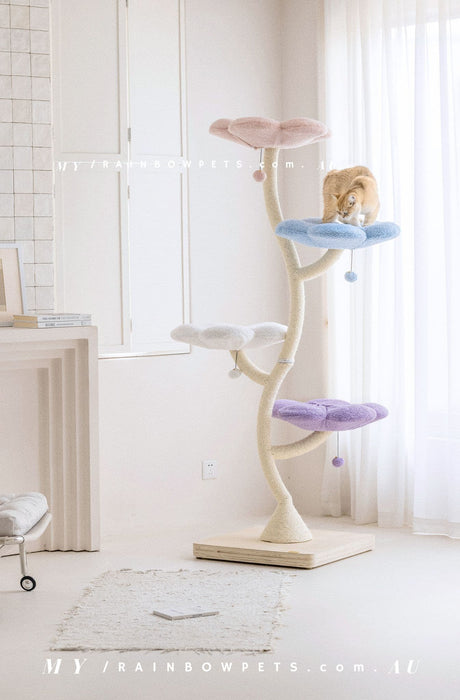 186cm floral design extra high cat tree 19