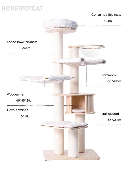 189cm Honeypot Pro Deluxe Solid Wooden Cat Tree 05