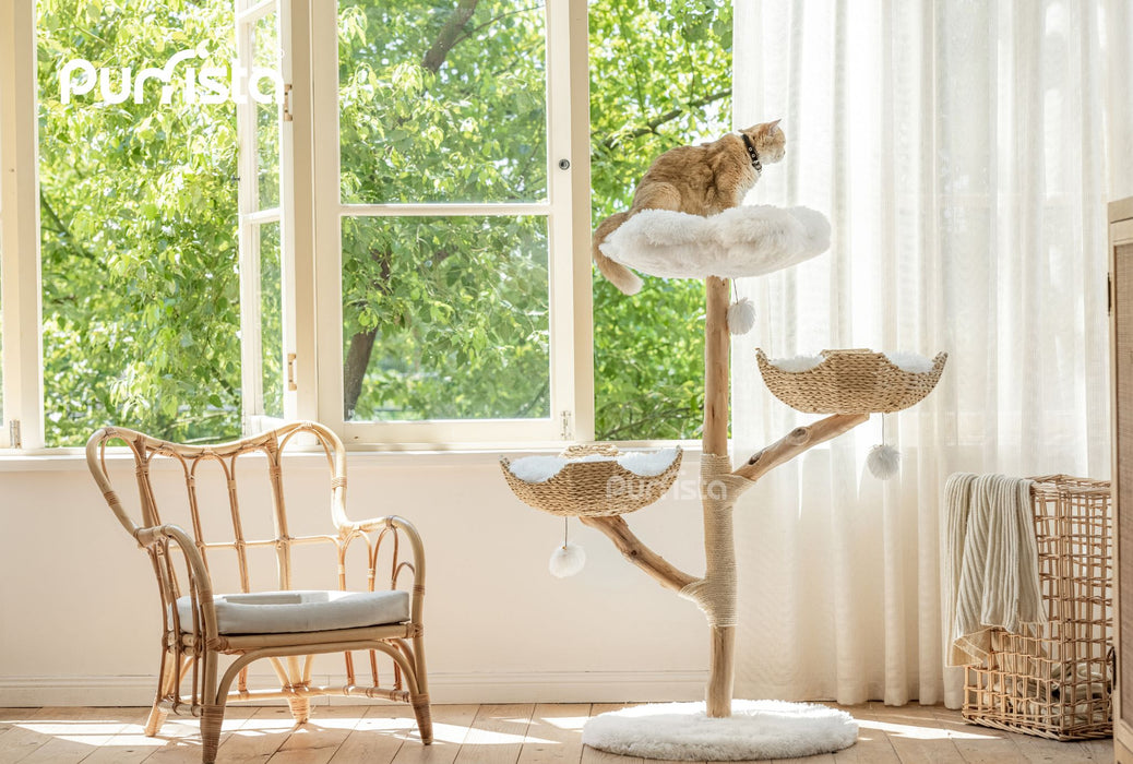 130cm Purrista Natural Wood Basket Cat Tree