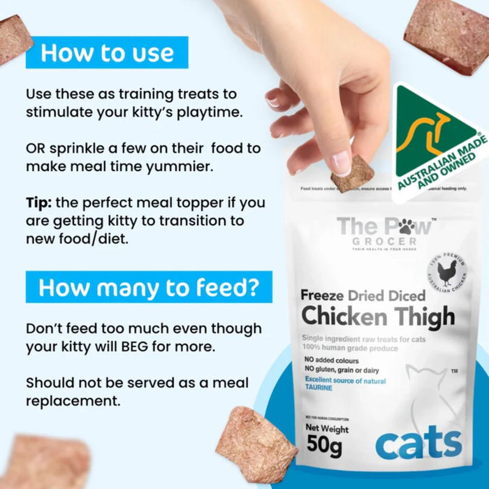 The Paw Grocer Freeze Dried - Diced Chicken Thigh for Cat - 50g