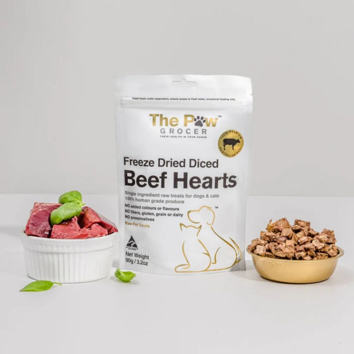 The Paw Grocer Freeze Dried - Diced Beef Hearts - 90g