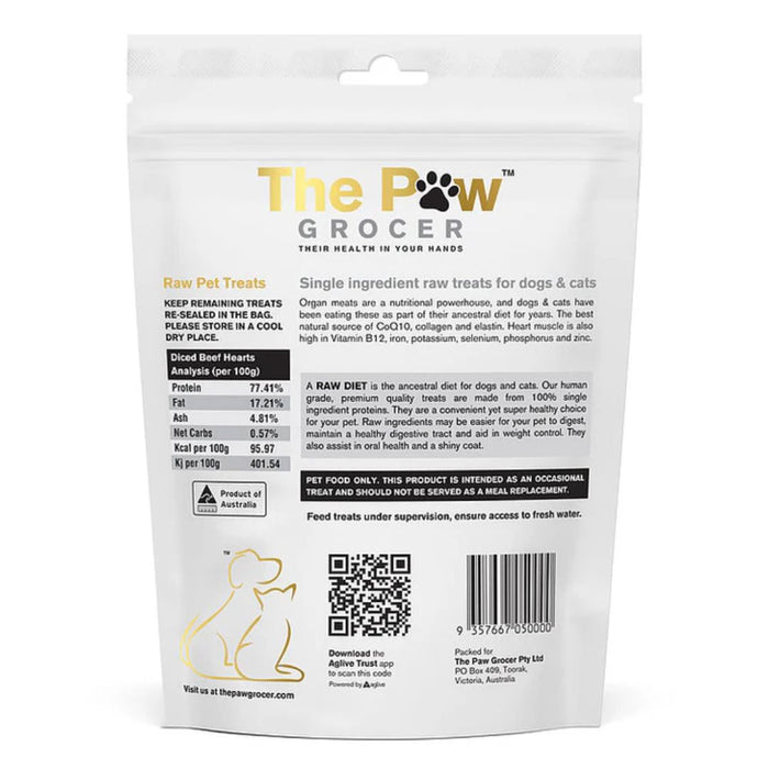 The Paw Grocer Freeze Dried - Diced Beef Hearts - 90g