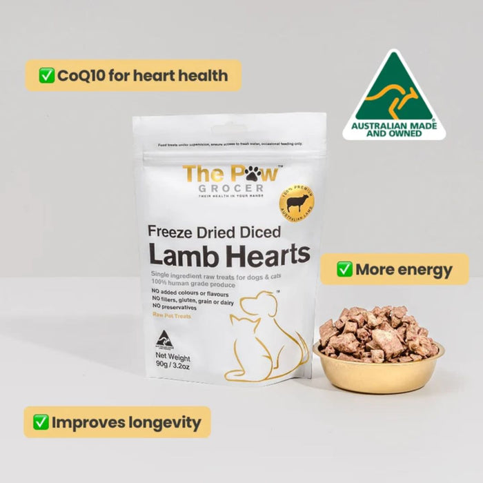 The Paw Grocer Freeze Dried - Diced Lamb Hearts - 90g