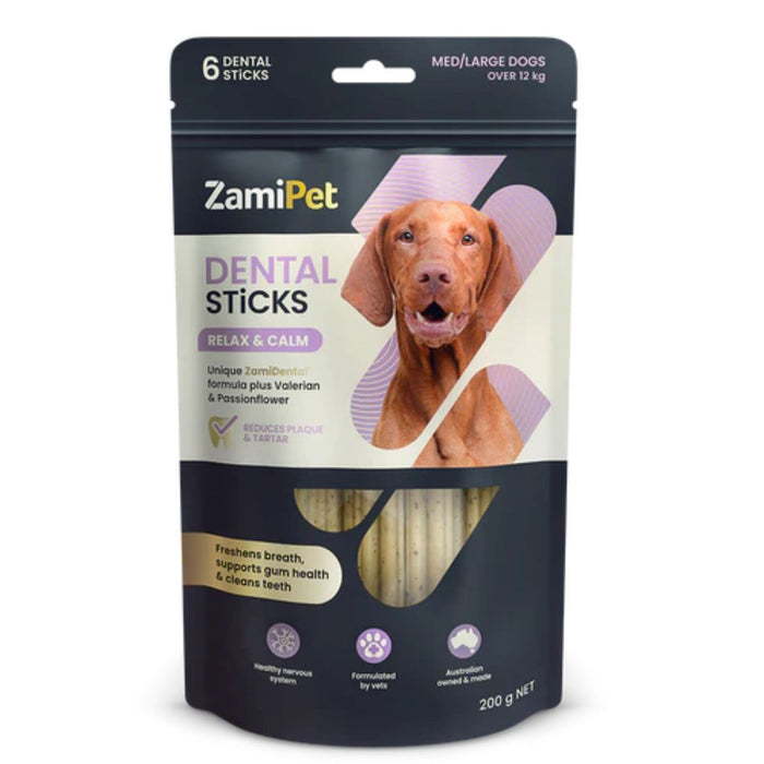 ZamiPet Dental Sticks Relax & Calm Med/Large Dogs 200G - 6 Sticks