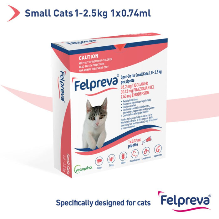 FELPREVA Spot On Solutions For Small Cats - 1KG-2.5KG