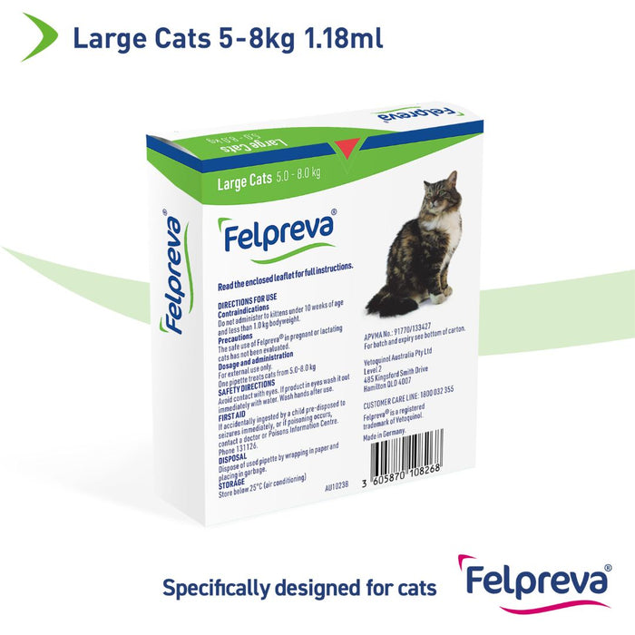 FELPREVA Spot On Solutions For Large Cats - >5KG - 8KG