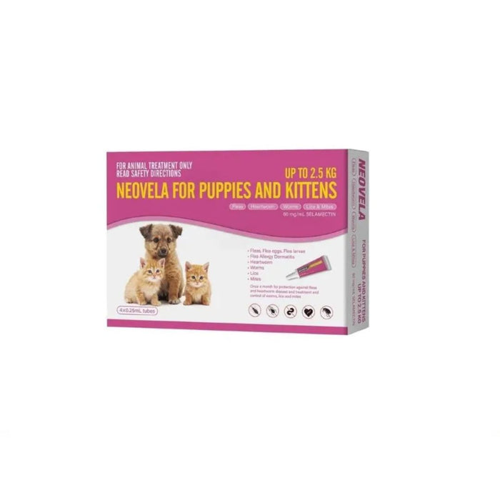 NEOVELA Flea And Worming For Puppies And Kittens - (UP TO 2.5KG) 4 PACK