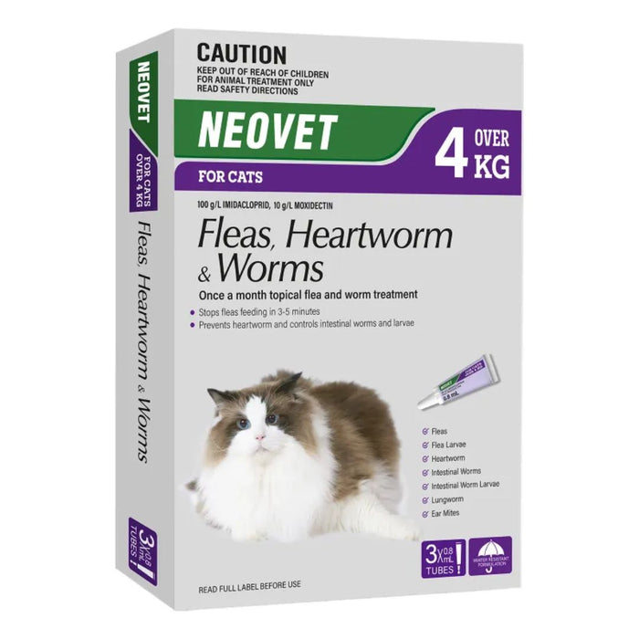 NEOVET Flea And Worming For Cats - (Over 4kg) 3 Pack