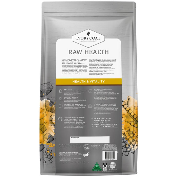 Ivory Coat Raw Health Adult Dog Dry Food - Health & Vitality