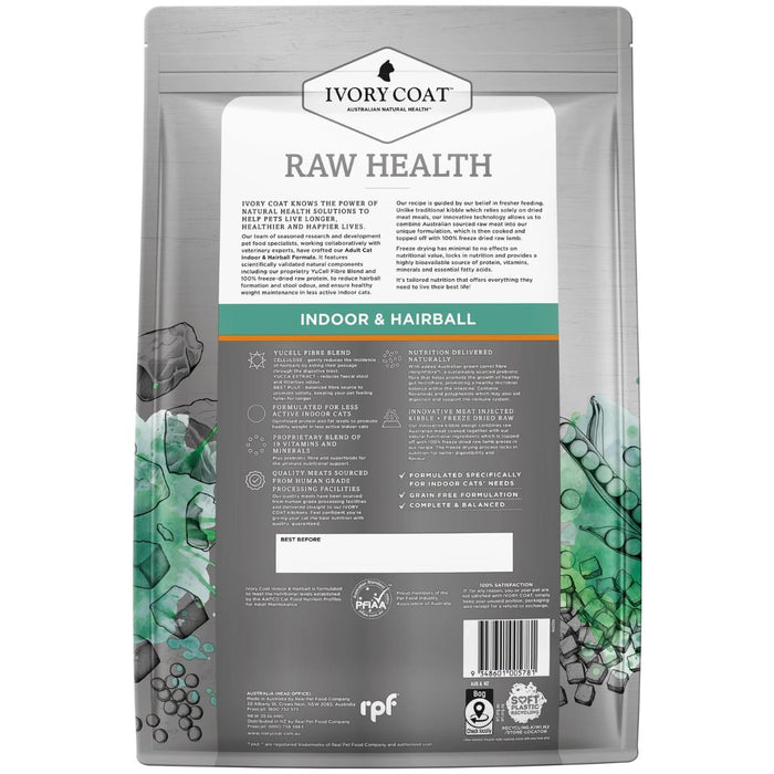 Ivory Coat Raw Health Adult Cat Dry Food - Indoor & Hairball