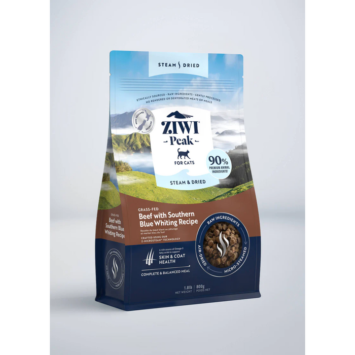 ZIWI PEAK Cat Food Steam & Dried Beef with Southern Blue Whiting Recipe