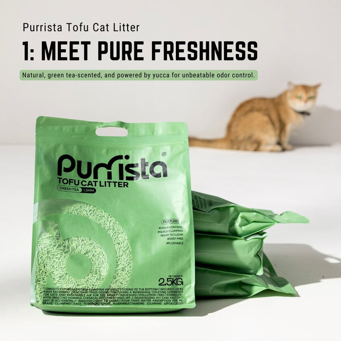 Purrista Fresh Green Tea Tofu Cat Litter - 2.5kg