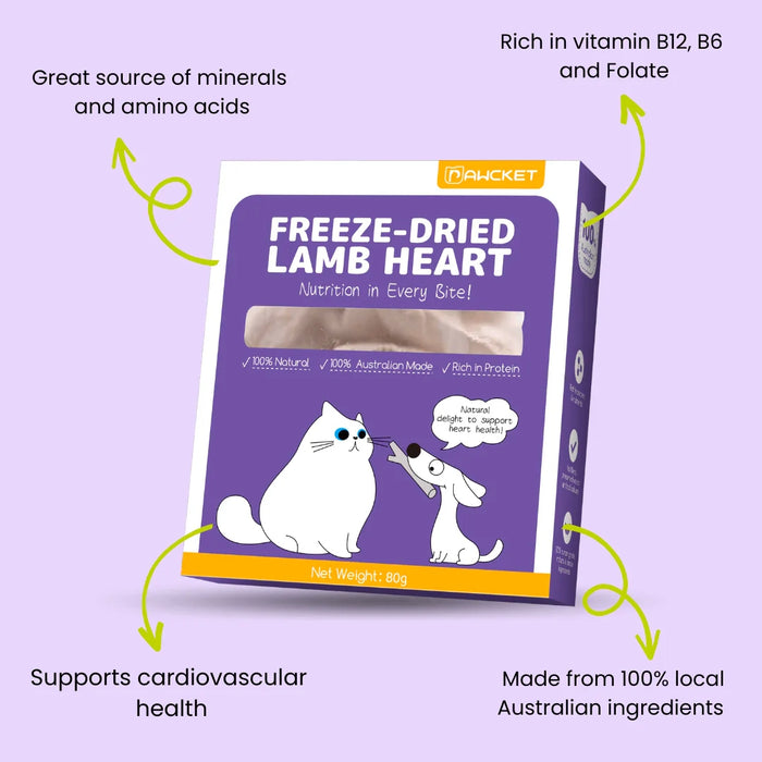 Pawcket Freeze-Dried Raw Lamb Heart Treat - 80g