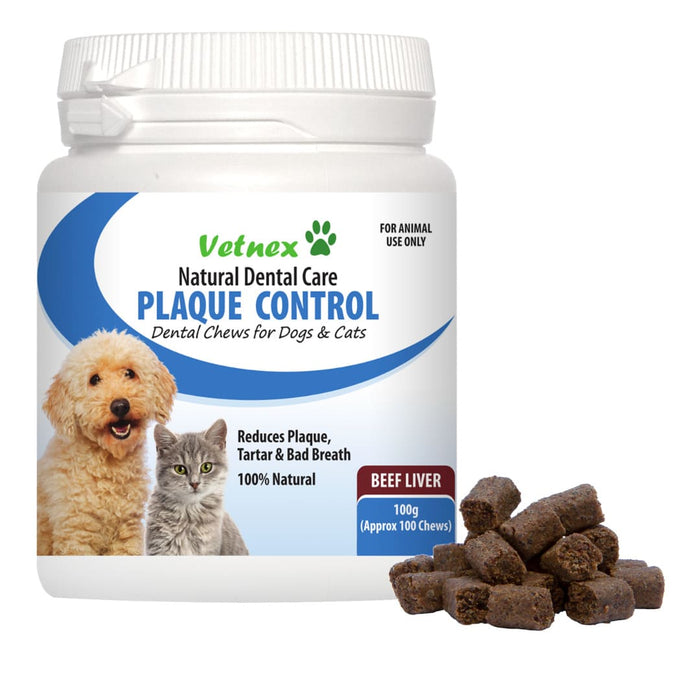 VETNEX Plaque Control Dogs & Cats Dental Chews - Beef Liver 100G