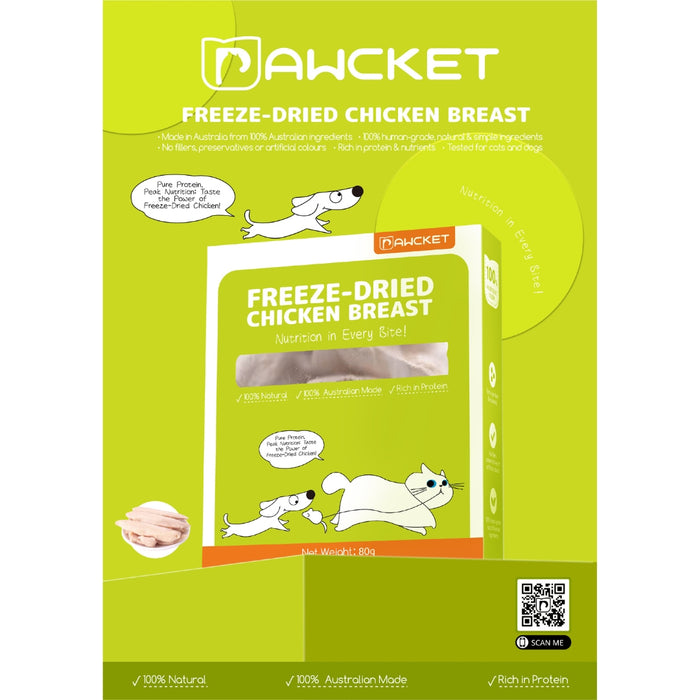 Pawcket Freeze-Dried Free Range Raw Chicken Breast Treat - 80g