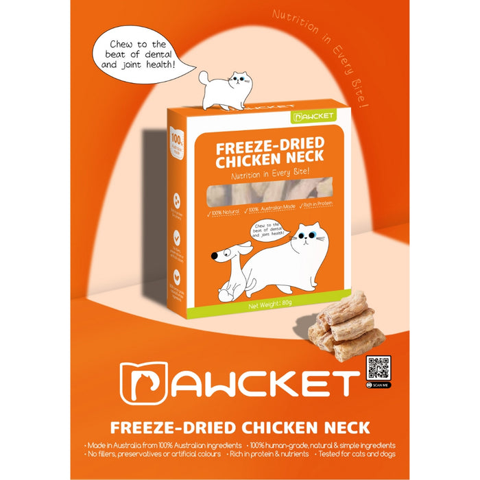 Pawcket Freeze-Dried Chicken Neck Treat - 80g