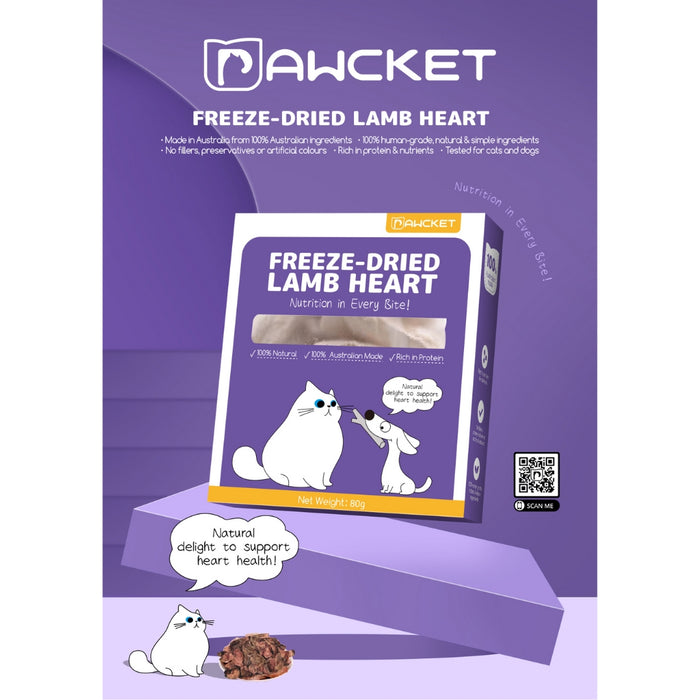 Pawcket Freeze-Dried Raw Lamb Heart Treat - 80g