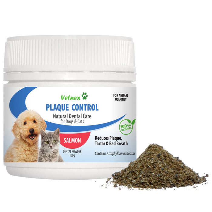 VETNEX Plaque Control Powder For Dogs & Cats Natural Dental Care - Salmon 100G