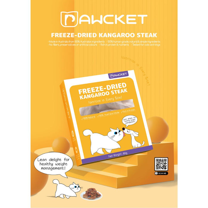 Pawcket Freeze-Dried Raw Kangaroo Steak Treat - 80g