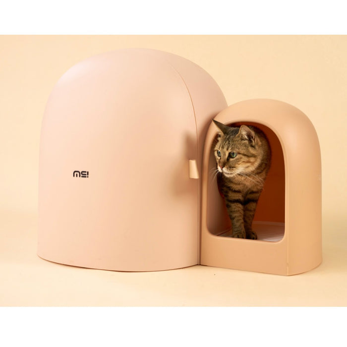 MAKESURE | MAX Extra Large Enclosed Cat Litter Box | Milk Tea Pink