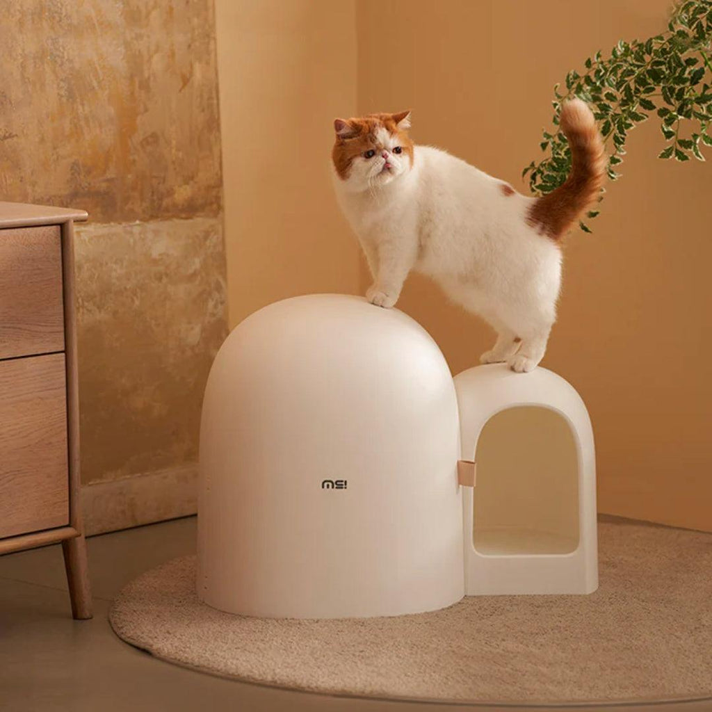 MAKESURE MAX Extra Large Enclosed Cat Litter Box Snow White