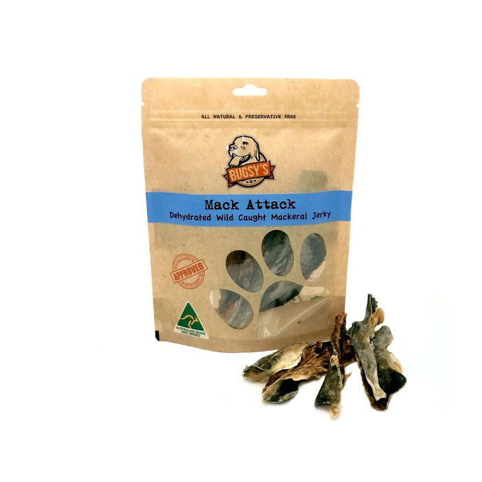 BUGSY'S Mack Attack Mackerel Jerky Dog Treats - 80g