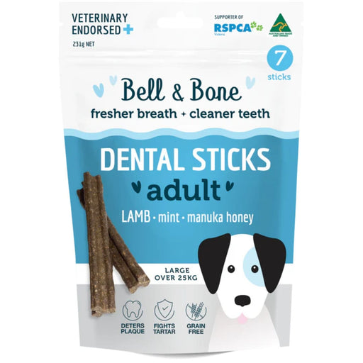Bell & Bone Lamb Mint and Manuka Honey Adult Dog Dental Sticks 01