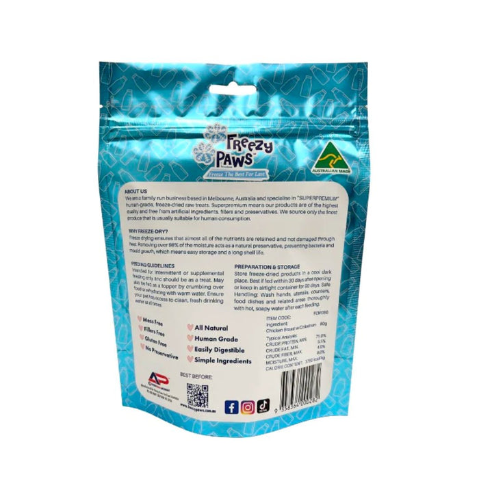 Freezy Paws - Superpremium Human Grade - Chicken Breast Raw with Colostrum 80g